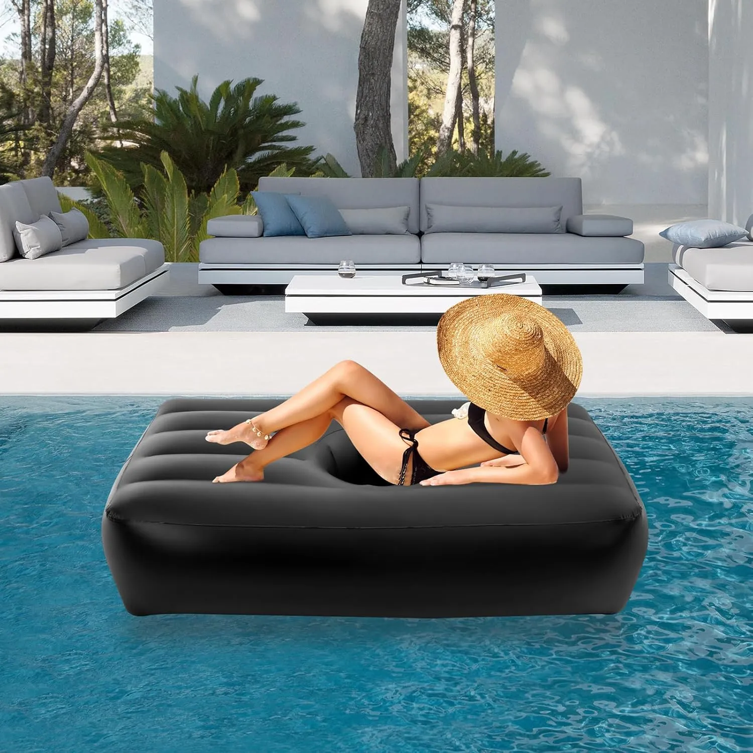 BBL Recovery Air Mattress with Hole, Post-Surgery Inflatable Bed for Brazilian Butt Lift, Electric Pump, Waterproof PVC, Ideal for Sleeping, Sitting, and Relaxation, Black