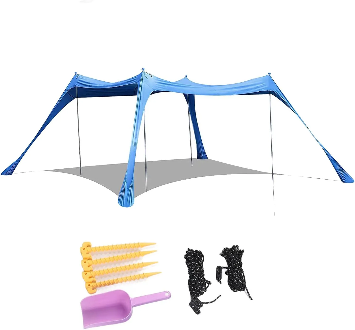 Beach Tail, Stable UPF50  Sun Shelter Beach Store 4 Poles with Camping for Camping (200 * 160 * 150CM)
