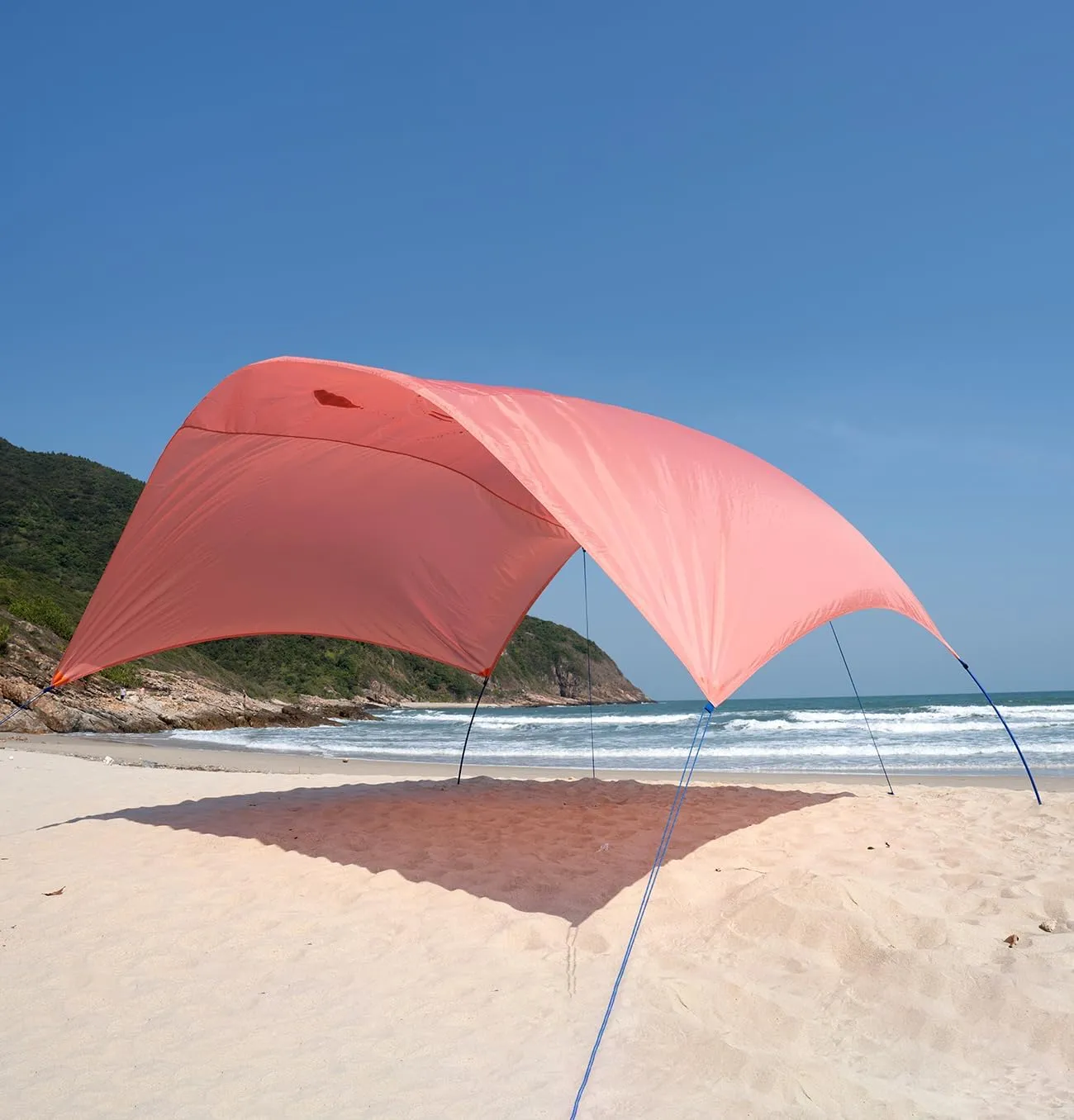 Beach Wind Shade Canopy, Shade Sun Shelter Tent for Beach, Backyard, Grassland, Park, Light Weight, Easy Set Up, 78 Sq. Ft. of Shade for 1-3 People, Lite Burnt Coral