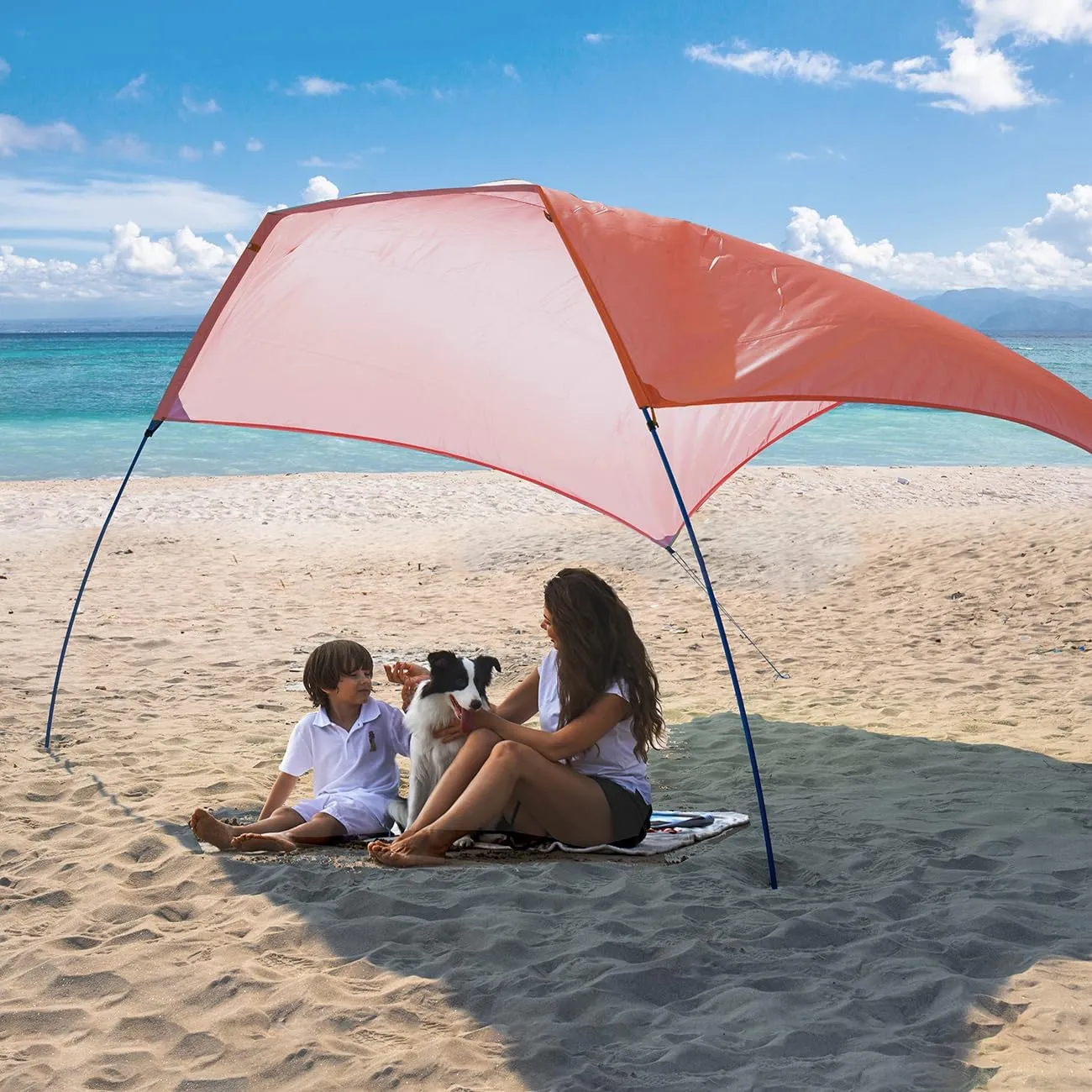 Beach Wind Shade Canopy, Shade Sun Shelter Tent for Beach, Backyard, Grassland, Park, Light Weight, Easy Set Up, 78 Sq. Ft. of Shade for 1-3 People, Lite Burnt Coral