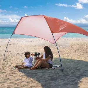 Beach Wind Shade Canopy, Shade Sun Shelter Tent for Beach, Backyard, Grassland, Park, Light Weight, Easy Set Up, 78 Sq. Ft. of Shade for 1-3 People, Lite Burnt Coral