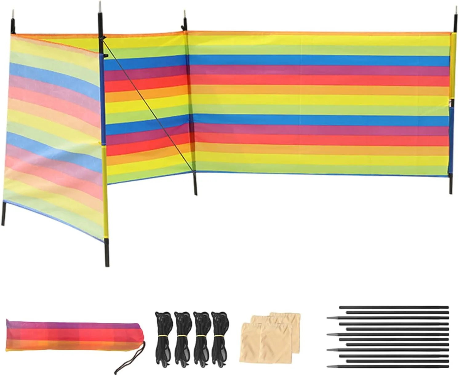 Beach Windscreen | Portable Windproof Privacy Shade | Outdoor Shelter Screen | Foldable Travel Wind Barrier, Lightweight UV Protection Fence, Camping Tent Gear for Beach Fishing Picnic