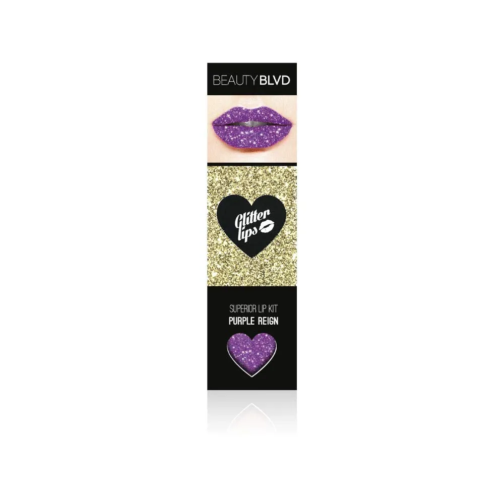 BeautyBlvd Glitter Lips | Glitter Lip Kit | Waterproof & Smudge Proof | Long Lasting | Cruelty Free (Purple Reign)