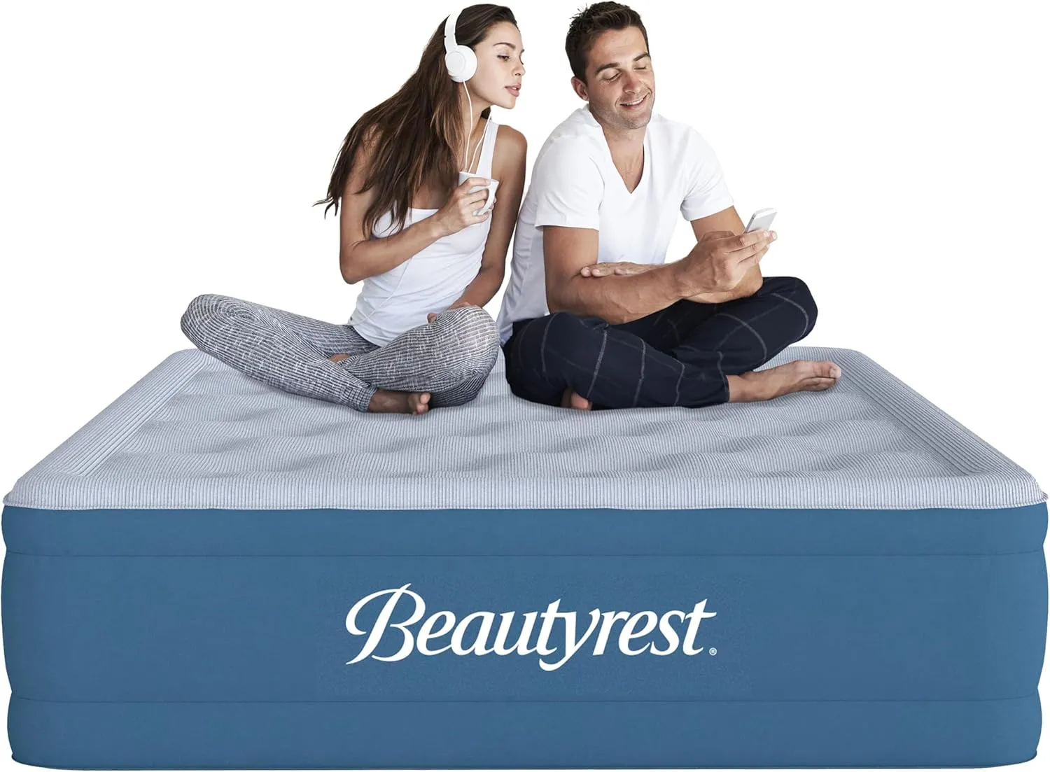 Beautyrest 17" Comfort Plus Air Bed Mattress with Built-in Pump and Plush Cooling Topper, Queen