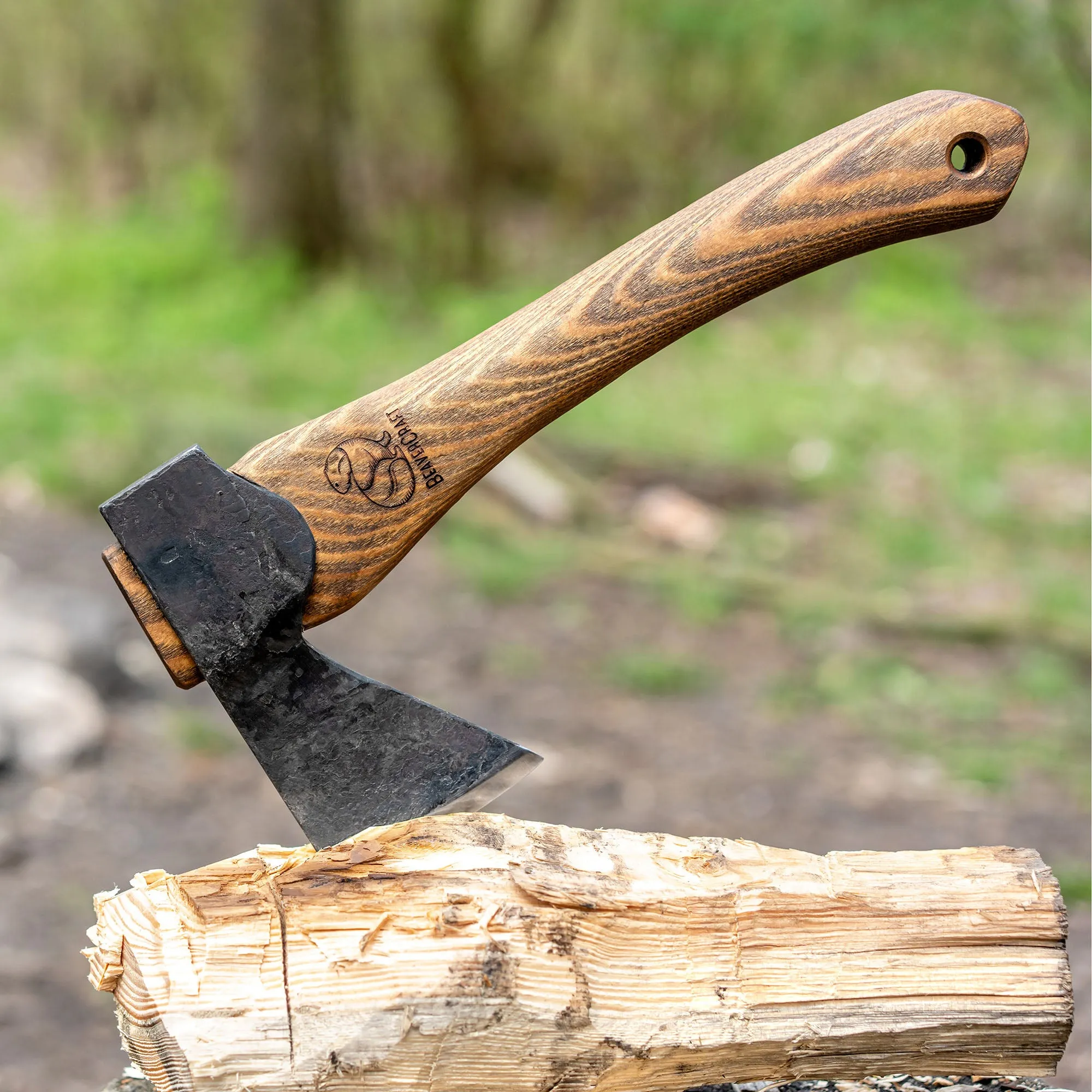 BeaverCraft Bushcraft Carving Hatchet with Leather Sheath