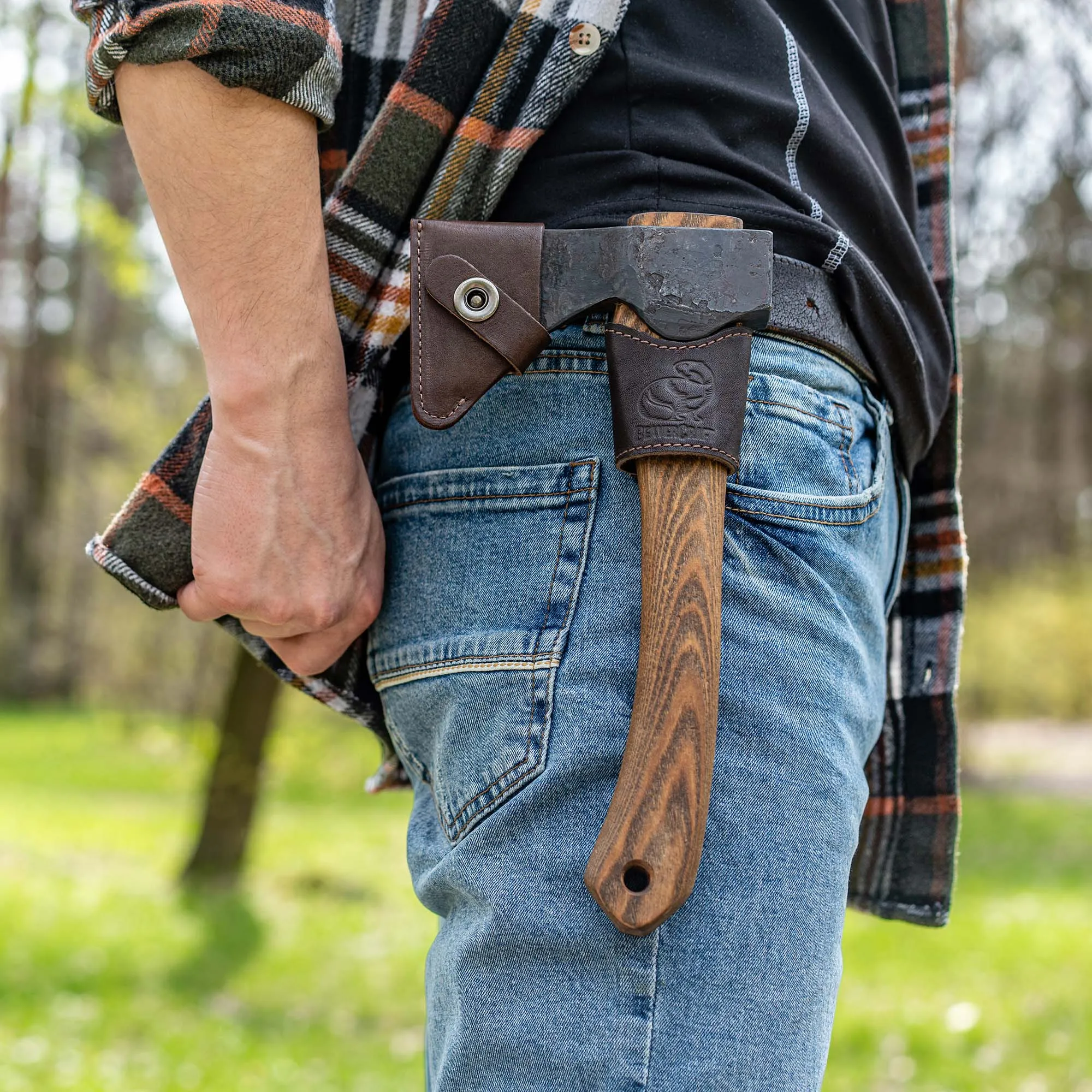 BeaverCraft Bushcraft Carving Hatchet with Leather Sheath