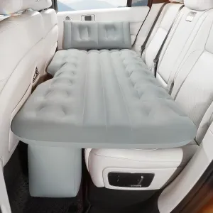 BEBAS Self-Inflating SUV Air Mattress Car Back Seat Bed, PVC Flocked Surface Car Air Couch Cushion Built-in Charging Pump for Rapid Inflation and Deflation. Gray