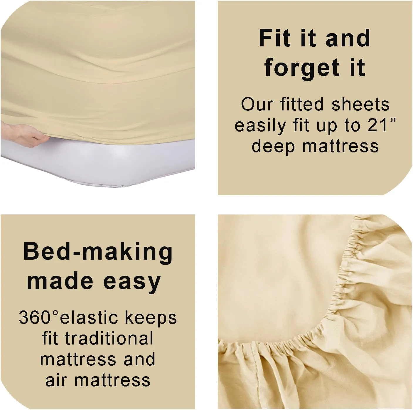 Bedecor Air Bed Sheets for Mattress Cover Removable Bed and Elastic Band Super Soft and Breathable & Deep up to 21" Beige Twin