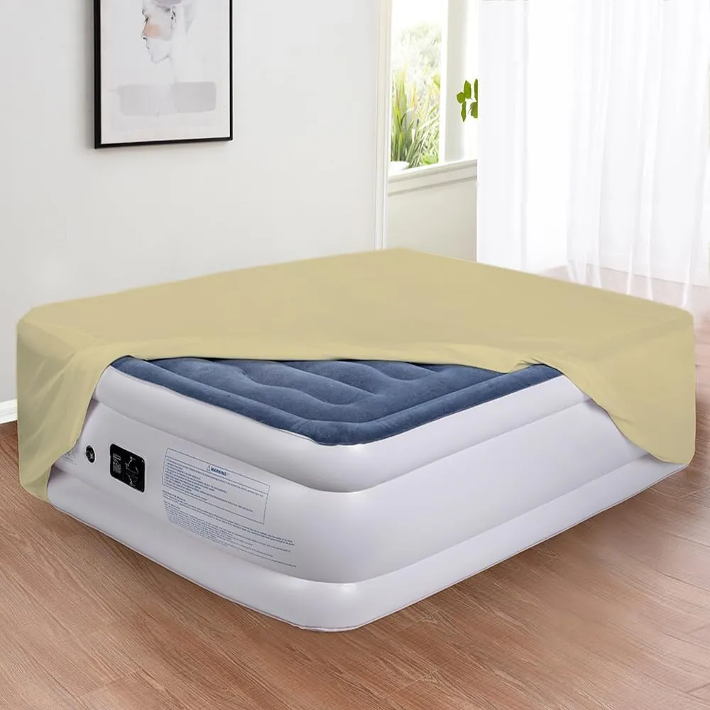 Bedecor Air Bed Sheets for Mattress Cover Removable Bed and Elastic Band Super Soft and Breathable & Deep up to 21" Beige Twin