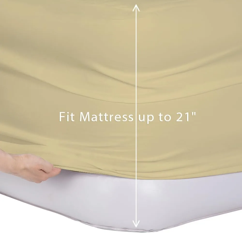 Bedecor Air Bed Sheets for Mattress Cover Removable Bed and Elastic Band Super Soft and Breathable & Deep up to 21" Beige Twin