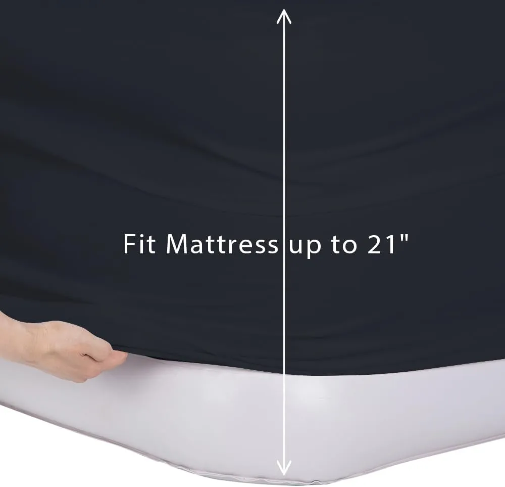 Bedecor Air Bed Sheets for Mattress Cover Removable Bed and Elastic Band Super Soft and Breathable & Deep up to 21" Black King