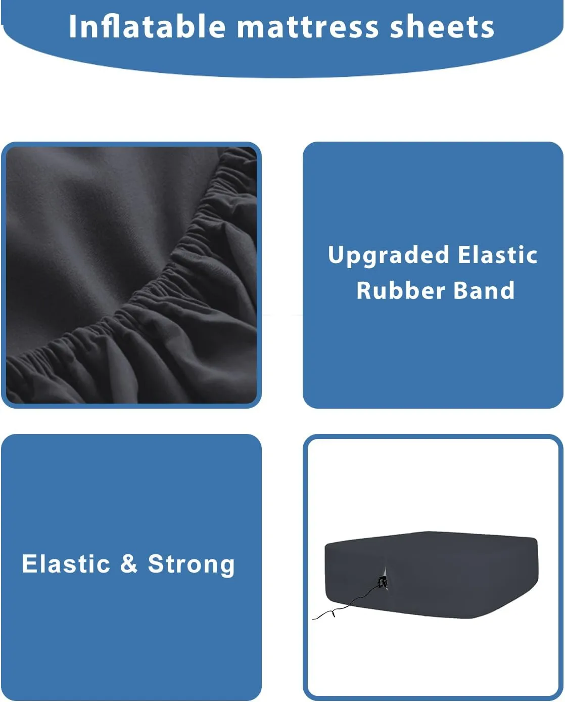 Bedecor Air Bed Sheets for Mattress Cover Removable Bed and Elastic Band Super Soft and Breathable & Deep up to 21" Black King