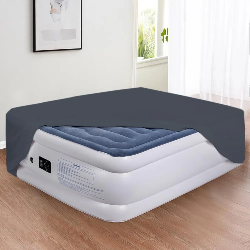Bedecor Air Bed Sheets for Mattress Cover Removable Bed and Elastic Band Super Soft and Breathable & Deep up to 21" Black King