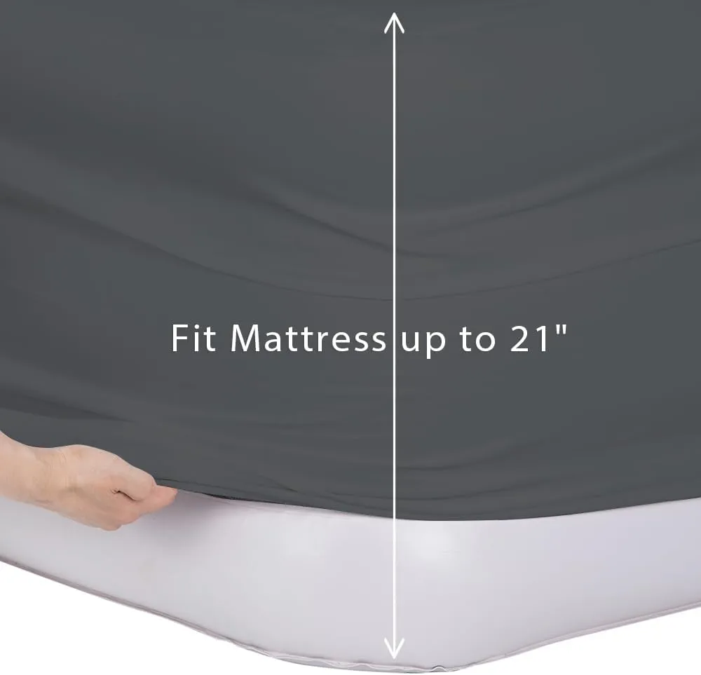 Bedecor Air Bed Sheets for Mattress Cover Removable Bed and Elastic Band Super Soft and Breathable & Deep up to 21" Dark Gray King