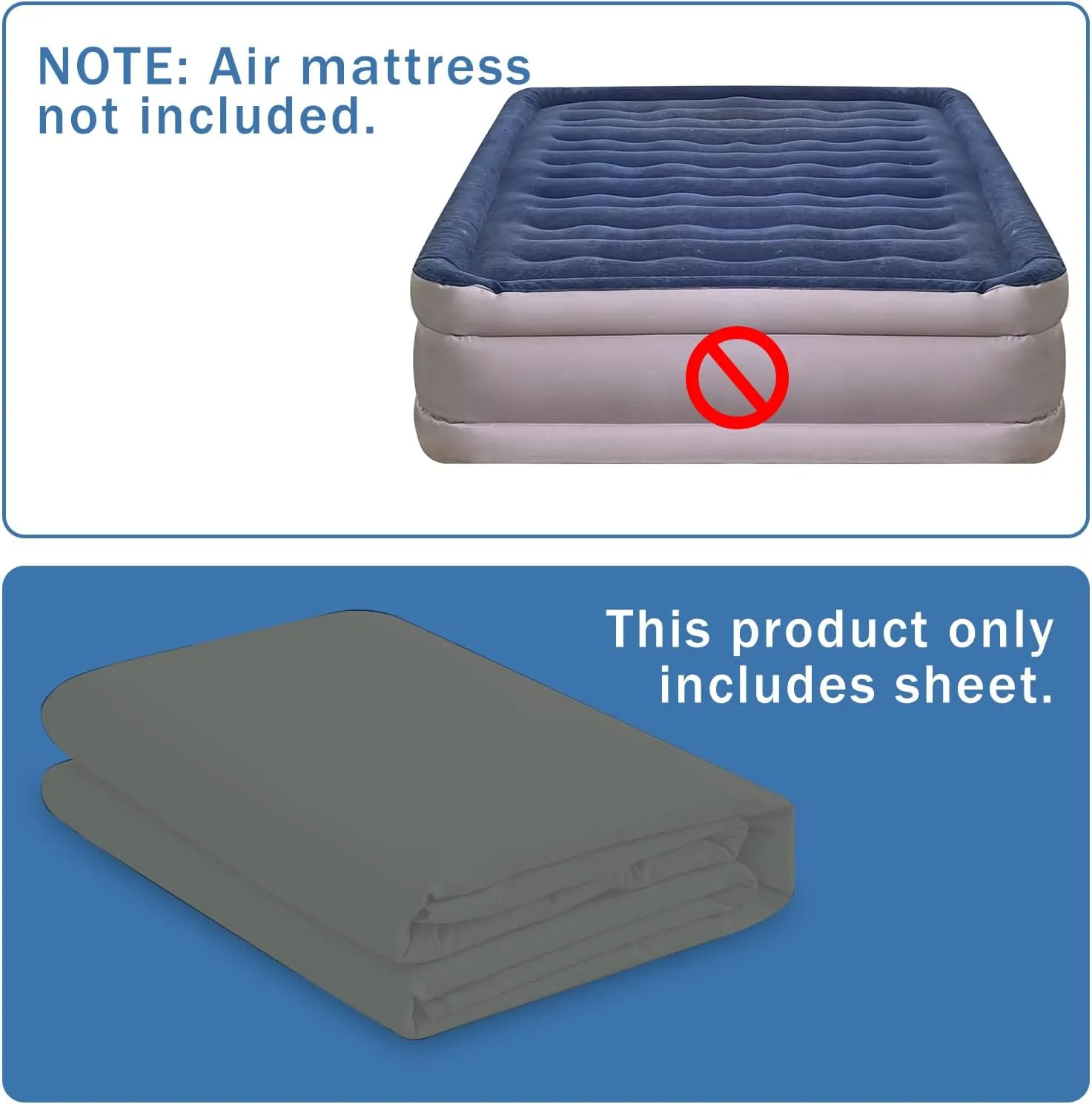 Bedecor Air Bed Sheets for Mattress Cover Removable Bed and Elastic Band Super Soft and Breathable & Deep up to 21" Dark Gray King
