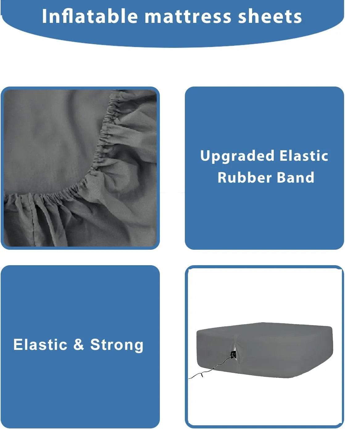 Bedecor Air Bed Sheets for Mattress Cover Removable Bed and Elastic Band Super Soft and Breathable & Deep up to 21" Dark Gray King