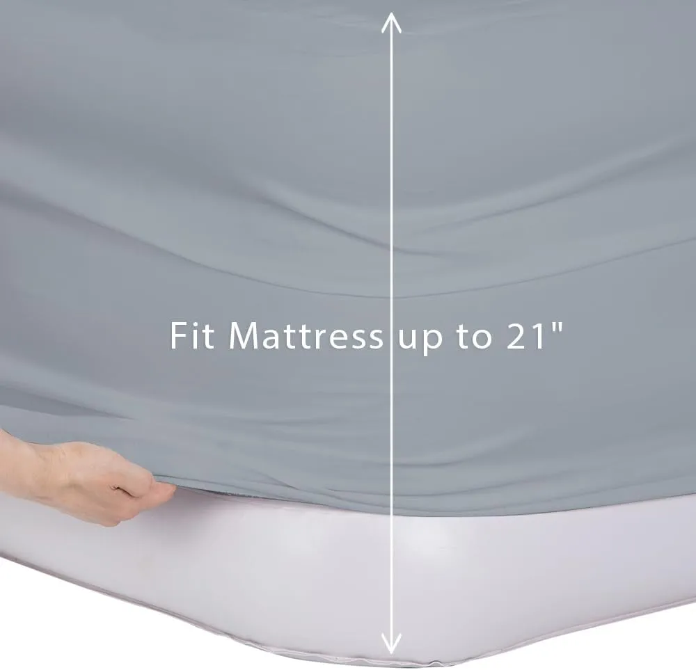 Bedecor Air Bed Sheets for Mattress Cover Removable Bed and Elastic Band Super Soft and Breathable & Deep up to 21" Light Gray King
