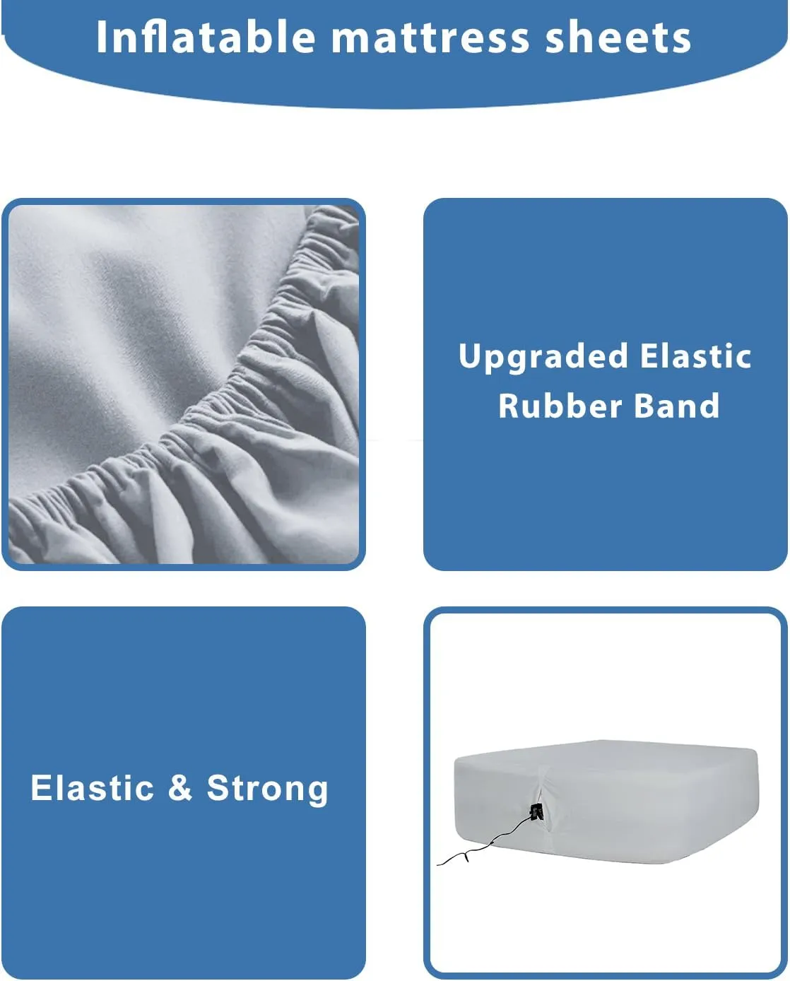 Bedecor Air Bed Sheets for Mattress Cover Removable Bed and Elastic Band Super Soft and Breathable & Deep up to 21" Light Gray King
