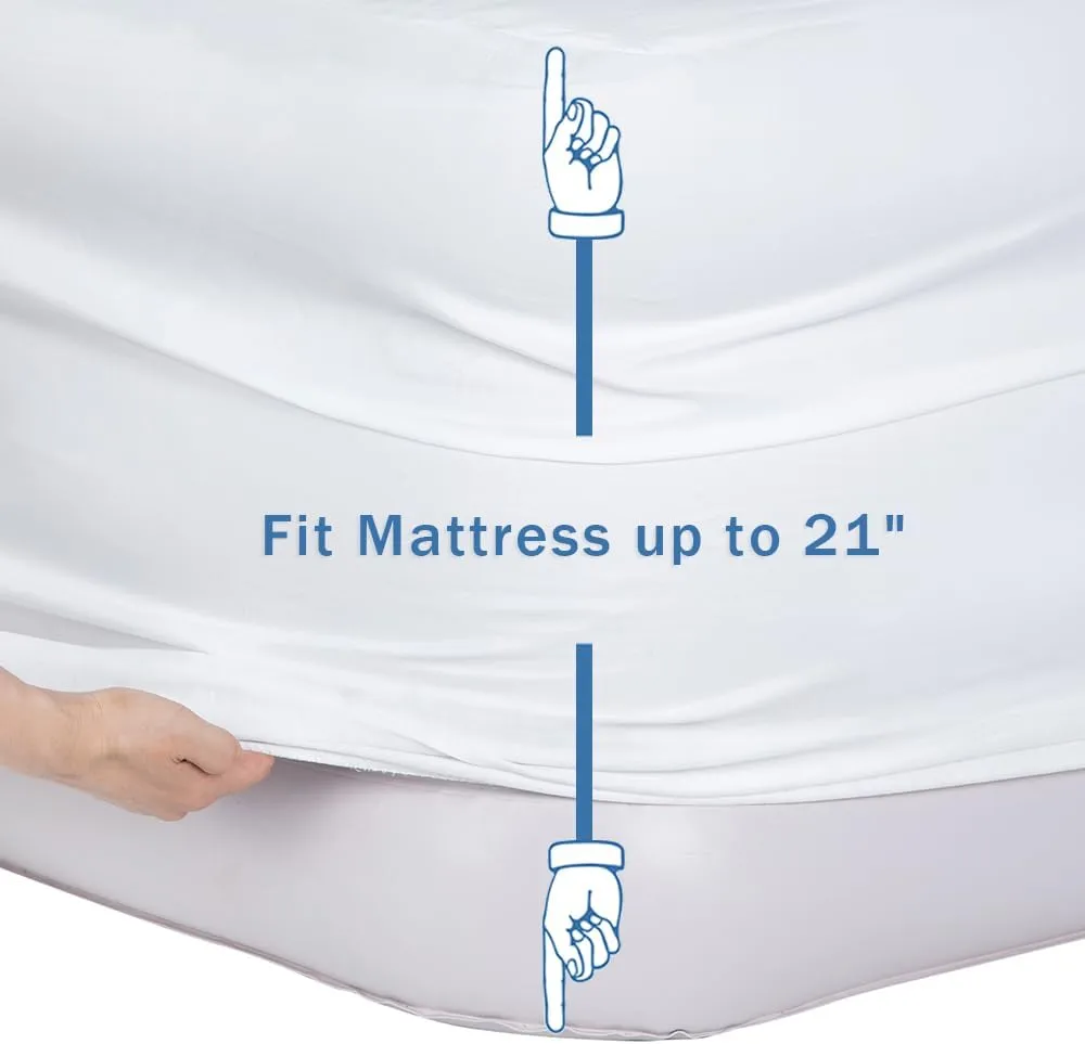 Bedecor Fitted Sheet for Air Mattress Inflate Without Disassembly Convenient & Firm Deep up to 21" White -King