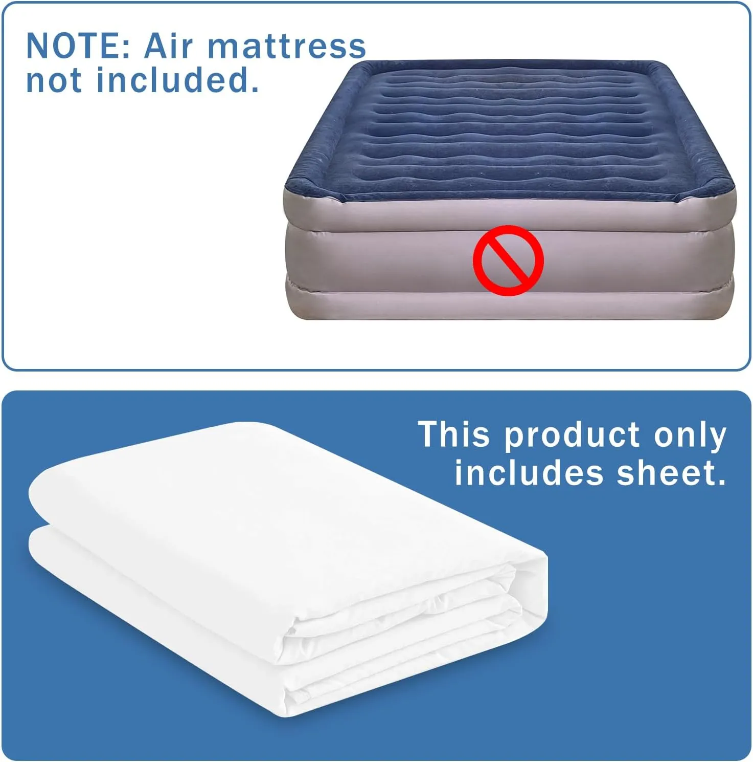Bedecor Fitted Sheet for Air Mattress Inflate Without Disassembly Convenient & Firm Deep up to 21" White -Twin XL