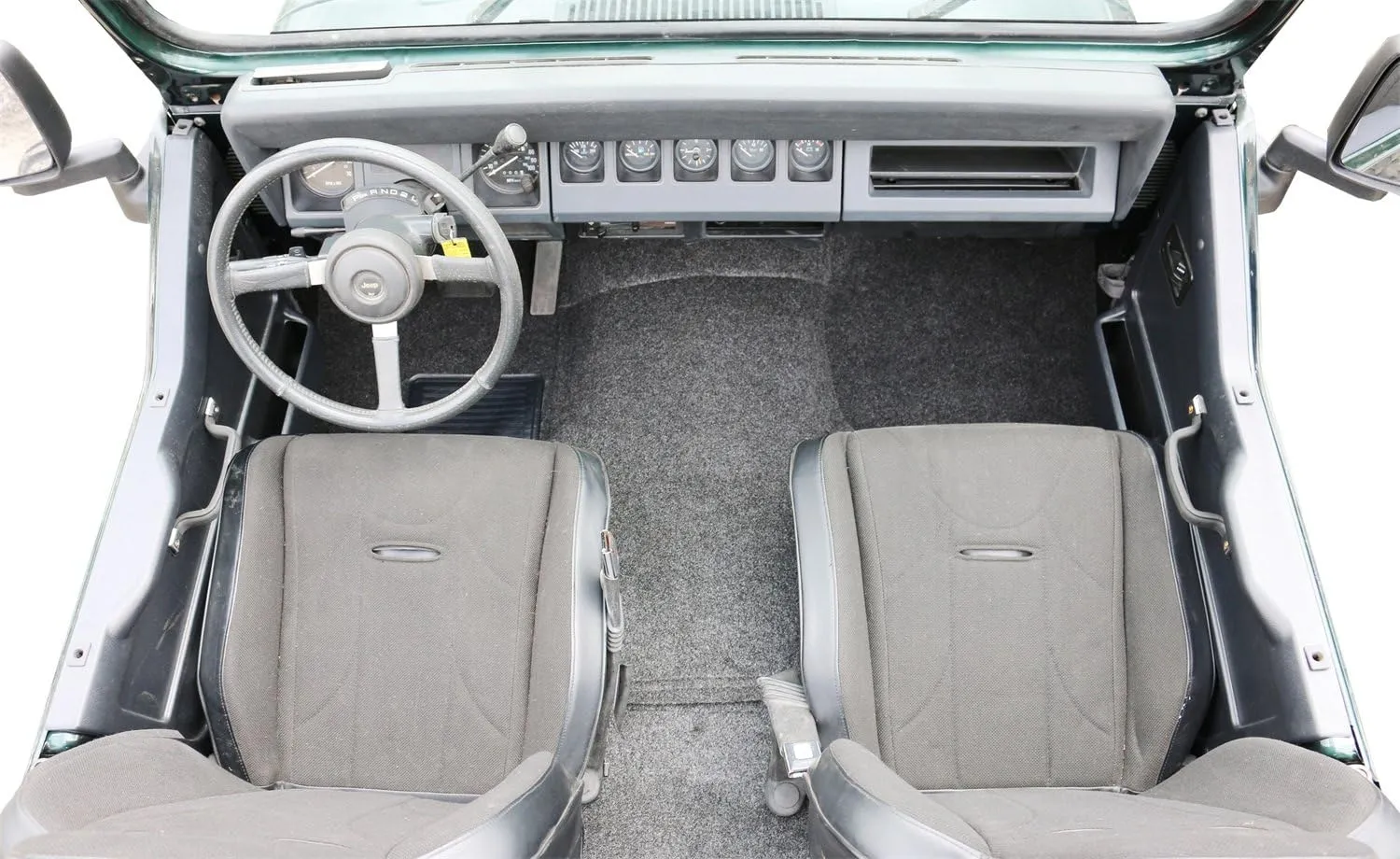 Bedrug - Jeep Liners | 1976 - 1995 Jeep Wrangler CJ-7 / YJ, Front Floor Liners (Includes Heat Shields) | Grey - 8 pc. | BRCYJ76F