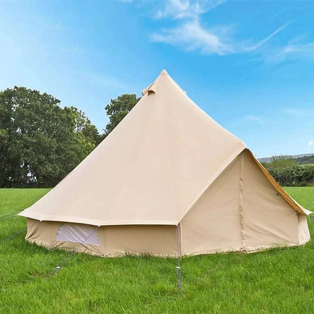 Bell Tent Canvas Mongolian Yurt Tent Double Layers Teepee Tent Outdoor Camping Family Tent Pyramids Indian Tent 4-Season (Green 6M)