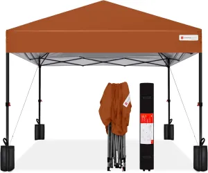 Best Choice Products 10x10ft 1-Person Setup Pop Up Canopy Tent Instant Portable Shelter w/ 1-Button Push, Case, 4 Weight Bags - Rust