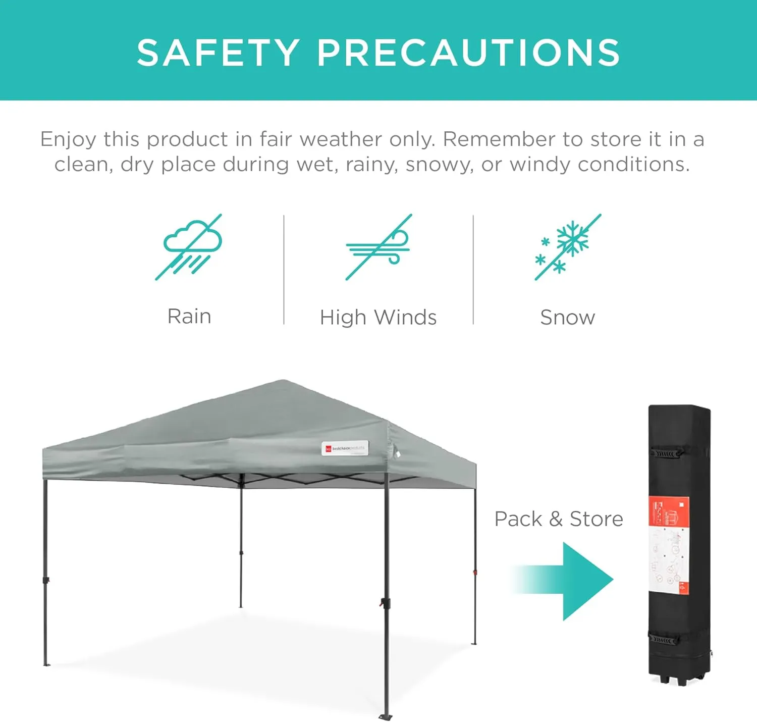 Best Choice Products 10x10ft 1-Person Setup Pop Up Canopy Tent Instant Portable Shelter w/ 1-Button Push, Case, 4 Weight Bags - Silver