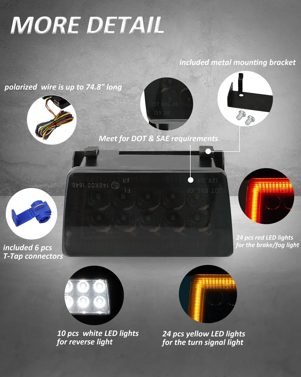 Bestview 5-In-1 LED Rear Fog Light Assembly Kits Compatible for 2011-2021 Subaru WRX STI Impreza XV Crosstrek, Function as Tail Brake Backup Reverse Turn Signal Lights (Smoke Len)