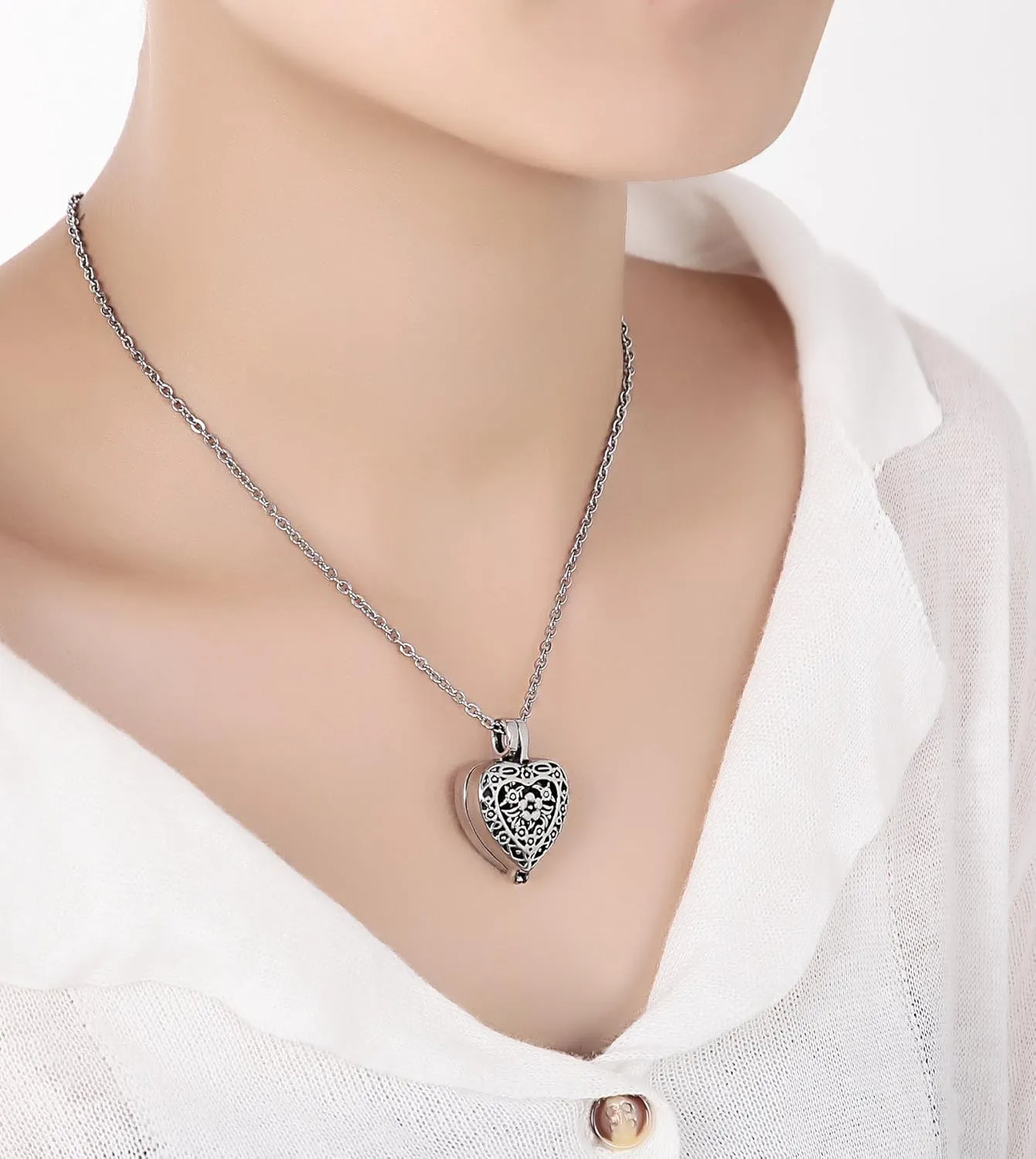 Beydodo Personalized Heart Cremation Urn Necklace for Ashes Always in My Heart Memory Necklace Gift with Funnel Kit