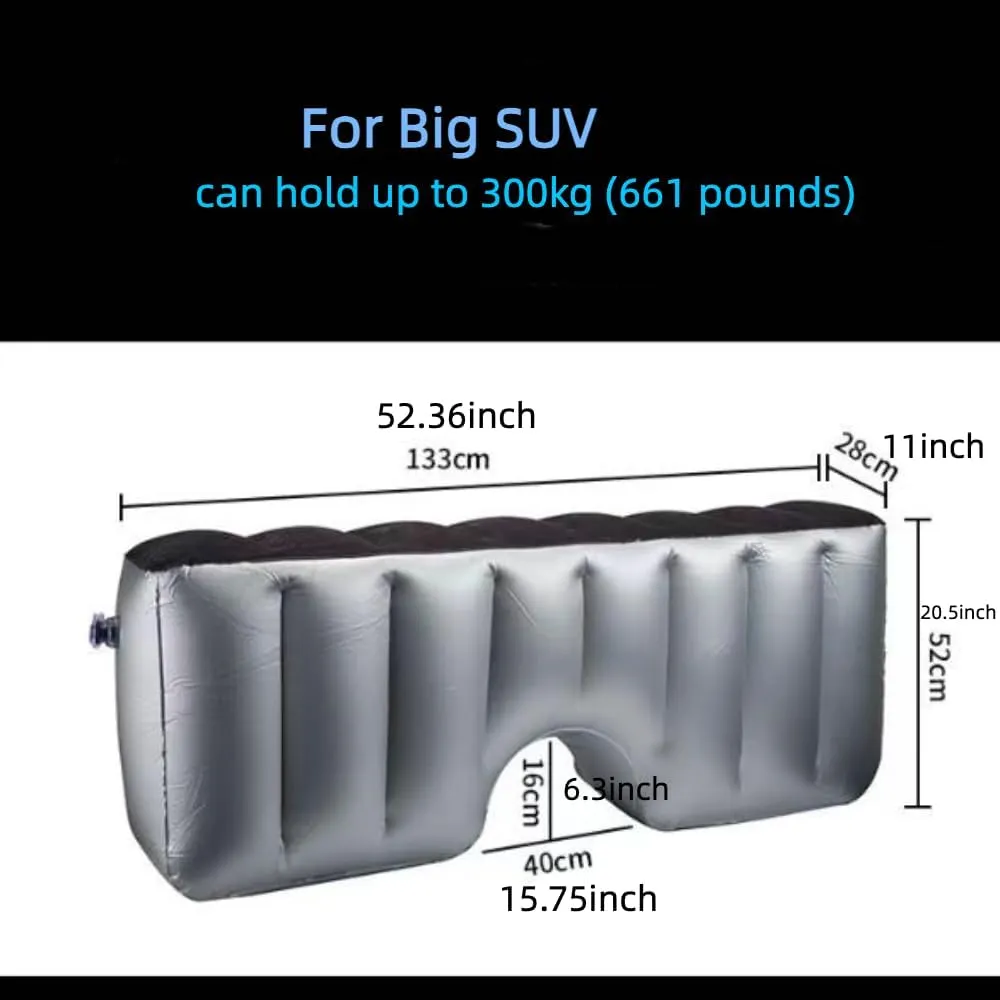 Big SUV Car Air Mattress Back Seat Gap Pad Fill Extender Mattress for Dogs Adults Travel Bed Cushion Camping Air Couch Sleeping Rest Inflation Bed 53.15 * 11.8 * 20.5 inches Black
