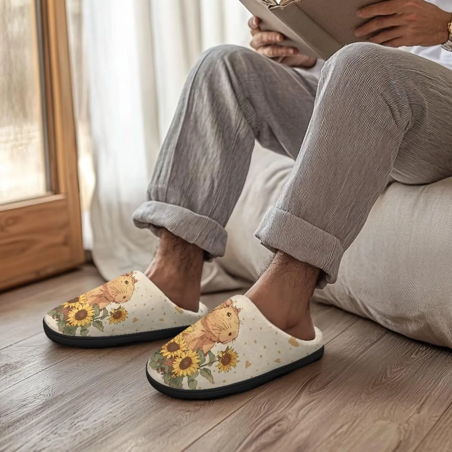 Binienty Womens Fuzzy House Slippers Indoor Shoes Memory Foam Insoles & Rubber Soles