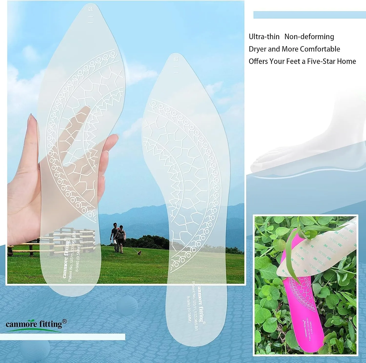 Bionic Fascia Insoles Silicone Self-Adhesive Sticker for High Heel Shoes 0.5MM Keep Comfortable,Non-Slip Anti Odor Resistant,Make Your Shoes More Beautiful(Transparent-2 Pair-42)