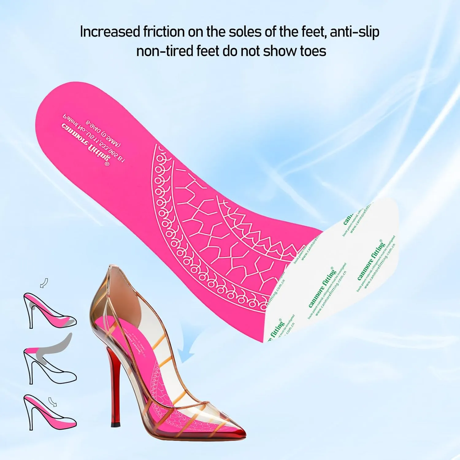 Bionic Fascia Insoles Silicone Self-Adhesive Sticker for High Heel Shoes 0.5MM Keep Comfortable,Non-Slip Anti Odor Resistant,Make Your Shoes More Beautiful(Transparent-2 Pair-42)