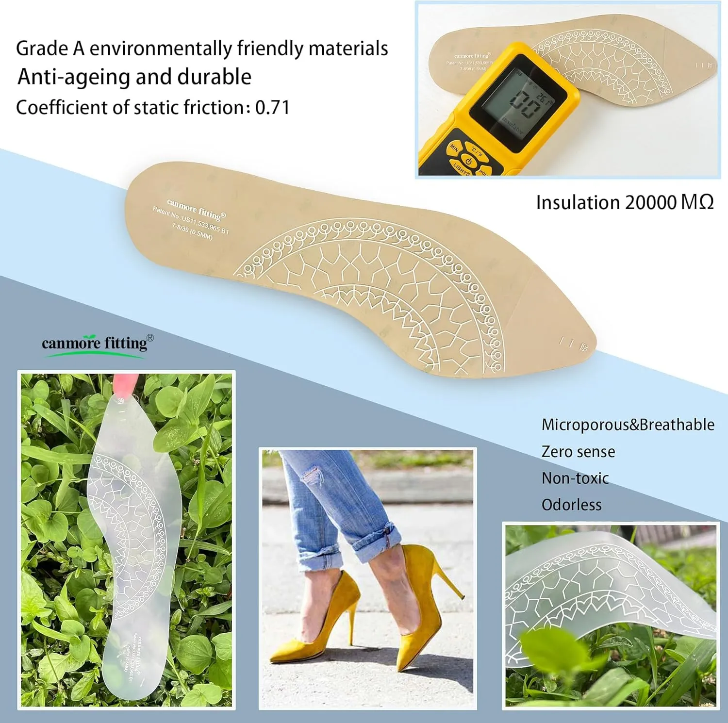 Bionic Fascia Insoles Silicone Self-Adhesive Sticker for High Heel Shoes 0.5MM Keep Comfortable,Non-Slip Anti Odor Resistant,Make Your Shoes More Beautiful(Transparent-2 Pair-42)