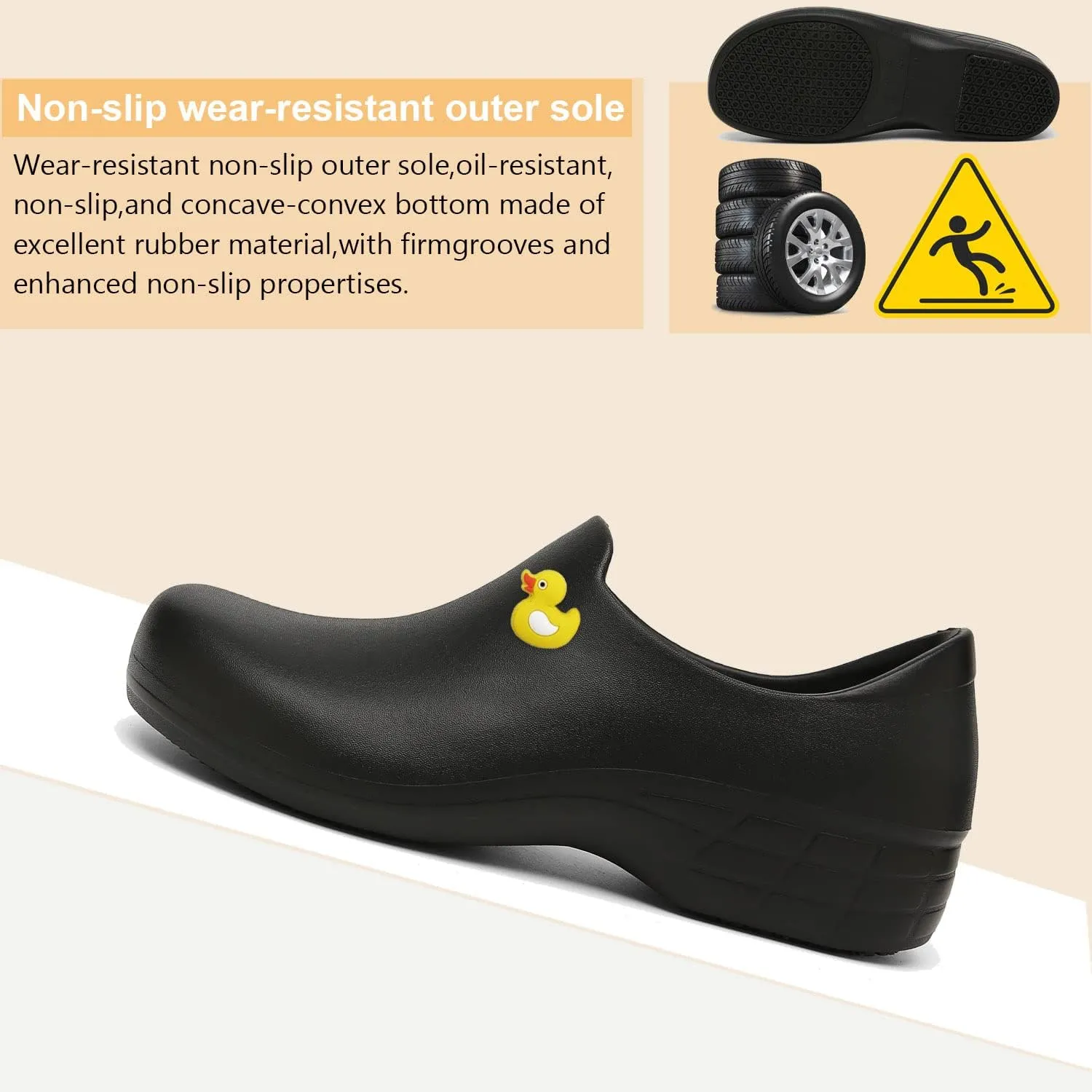 Black Garden Shoes for Women - Professional Oil Water Resistant Nursing Chef Shoes，Non-Slip Safety Working Shoes for Kitchen Garden Hospital