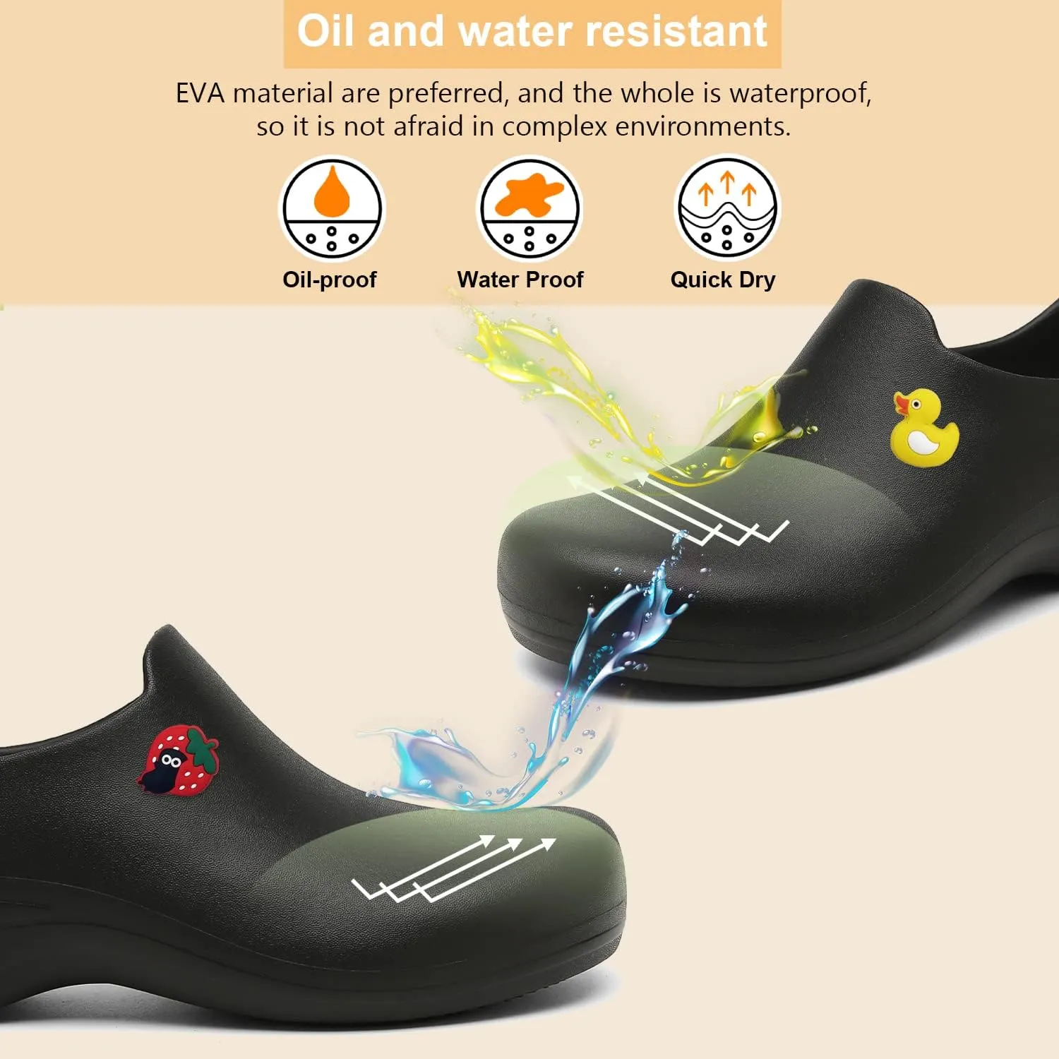 Black Garden Shoes for Women - Professional Oil Water Resistant Nursing Chef Shoes，Non-Slip Safety Working Shoes for Kitchen Garden Hospital