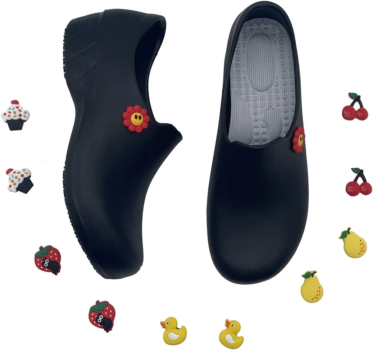 Black Garden Shoes for Women - Professional Oil Water Resistant Nursing Chef Shoes，Non-Slip Safety Working Shoes for Kitchen Garden Hospital