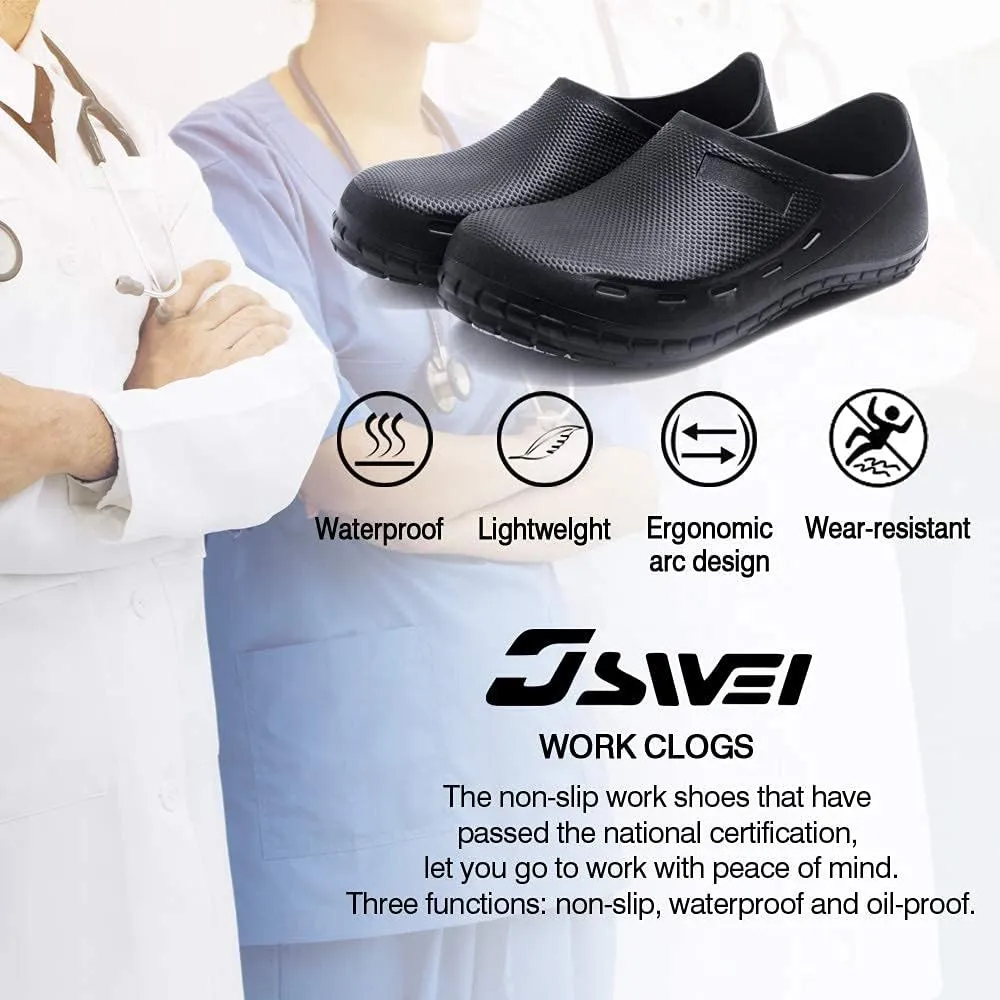 Black Garden Shoes for Women - Professional Oil Water Resistant Nursing Chef Shoes，Non-Slip Safety Working Shoes for Kitchen Garden Hospital