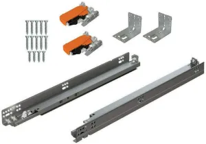 Blum 563H5330B 21" Tandem Drawer Slides Plus Blumotion Complete Kit. with Runners 563H, Locking Devices, Rear Mounting Brackets and Screws (for Face Frame Or Frameless Application), Zinc (Pack of 6)