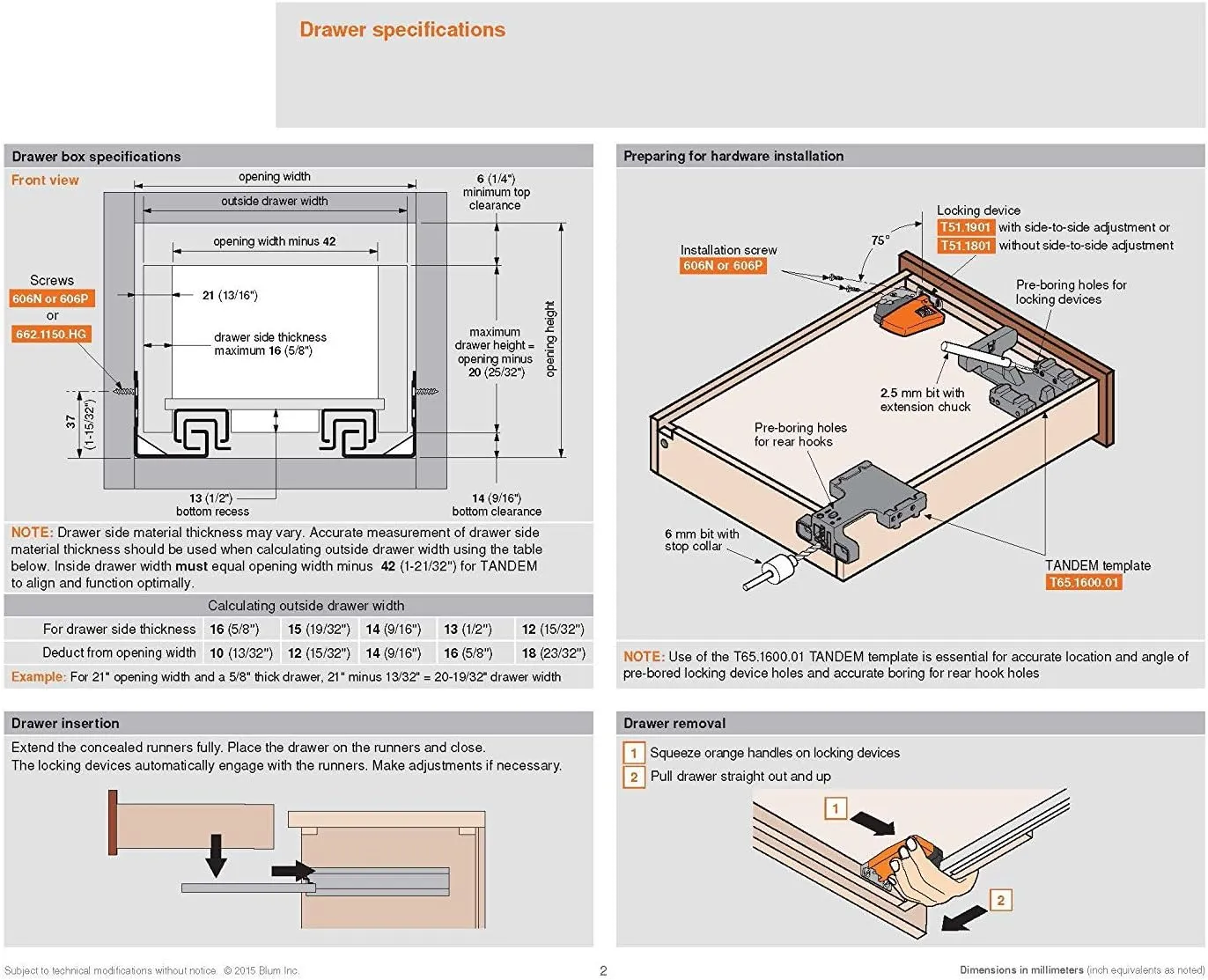 Blum 563H5330B 21" Tandem Drawer Slides Plus Blumotion Complete Kit. with Runners 563H, Locking Devices, Rear Mounting Brackets and Screws (for Face Frame Or Frameless Application), Zinc (Pack of 6)