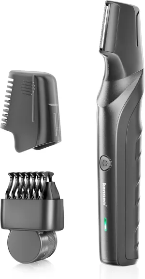 Body Hair Trimmer for Men, Men's Groin & Pubic Hair Trimmer,Wet/Dry Cordless Body Groomer,V-Shaped Trimming Head,with 2 Comb Attachments