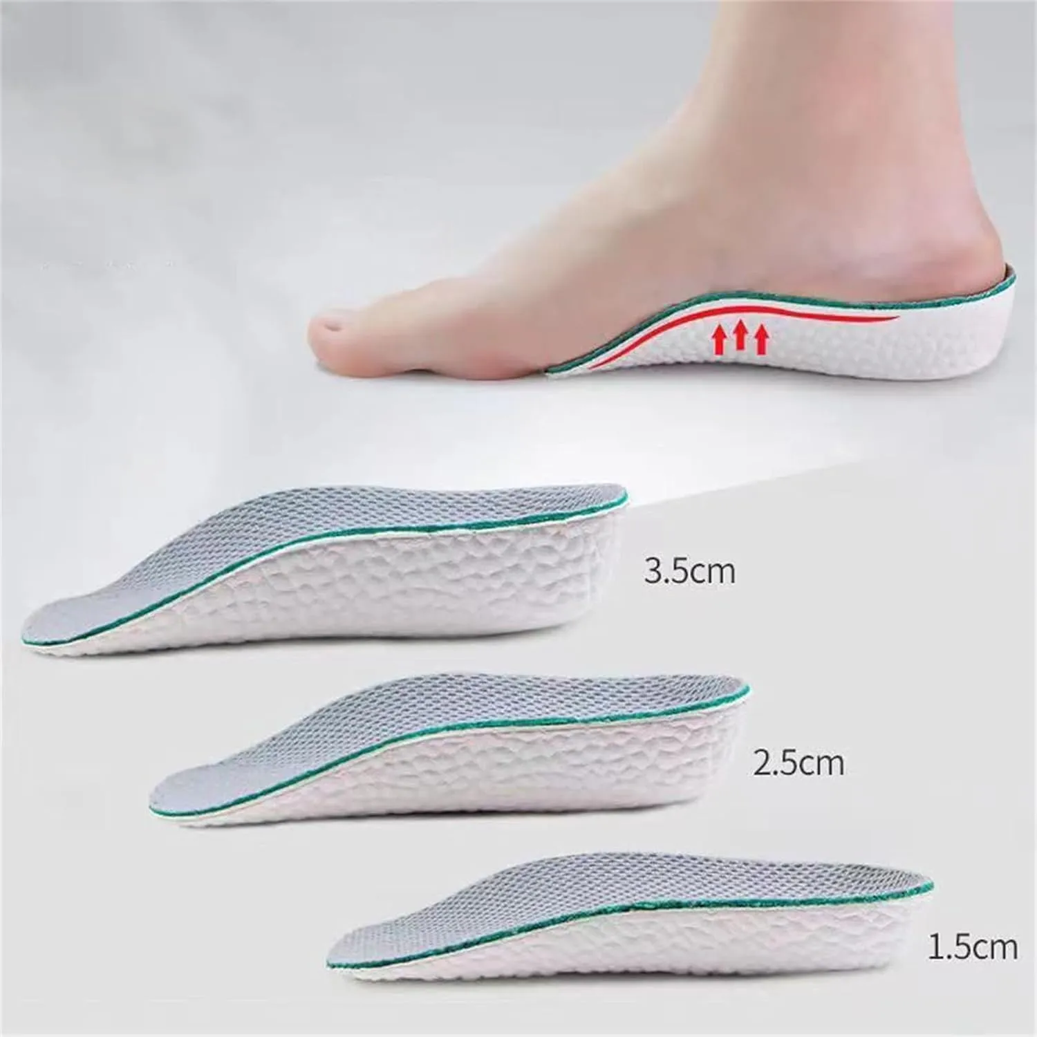 Brandone Insoles Height Increase, 2 Pairs Orthopedic High Pads 1.0, Orthopedic Heel Lift Inserts, Arch Support Insoles for Pain, Height Increase Insoles for Men Women (White,2.5cm)