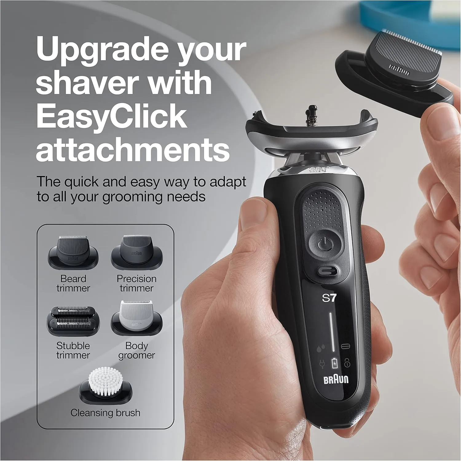 Braun Series 7 7085cc Flex Rechargeable Wet & Dry Men's Electric Shaver with Clean & Charge Station, Stubble & Beard Trimmer