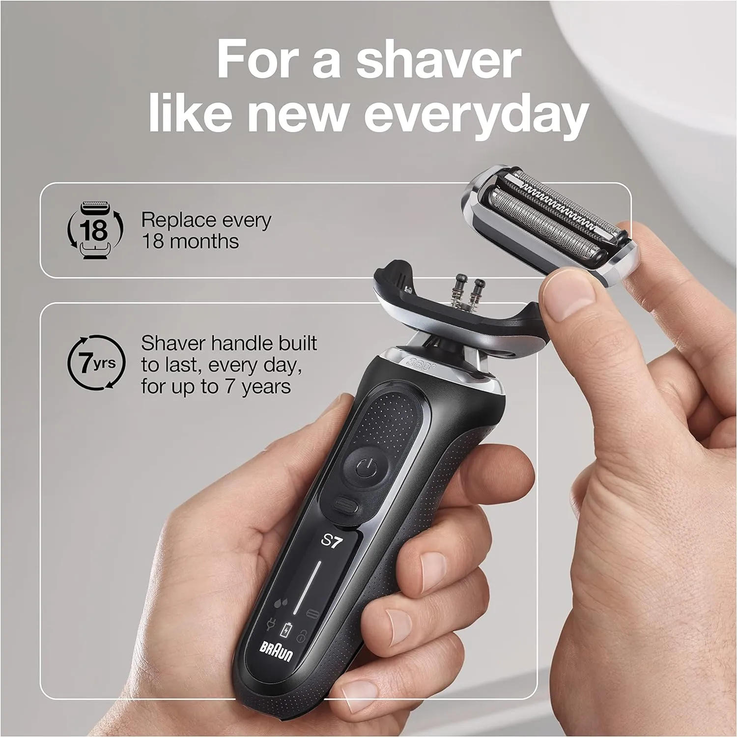 Braun Series 7 7085cc Flex Rechargeable Wet & Dry Men's Electric Shaver with Clean & Charge Station, Stubble & Beard Trimmer