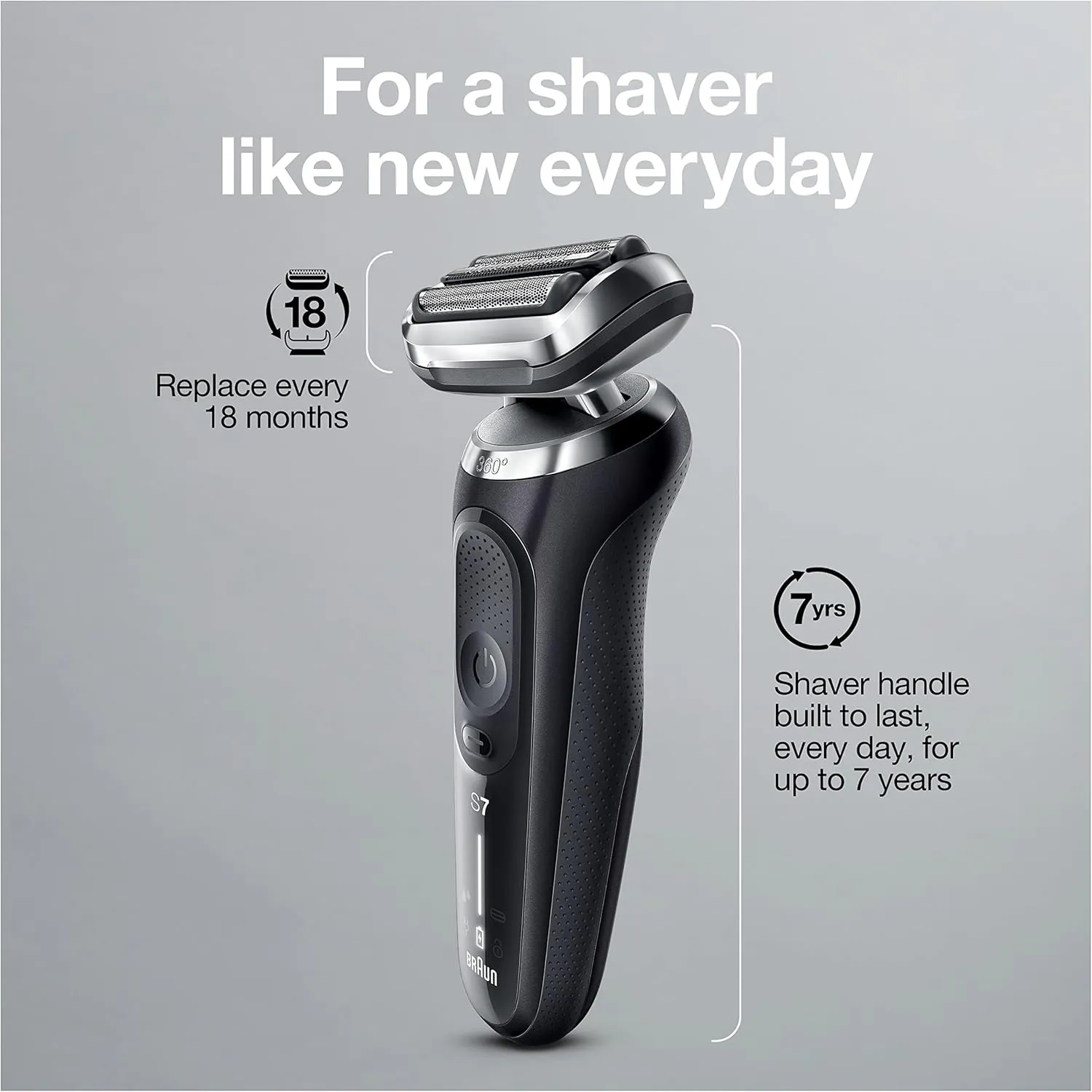 Braun Series 7 7085cc Flex Rechargeable Wet & Dry Men's Electric Shaver with Clean & Charge Station, Stubble & Beard Trimmer