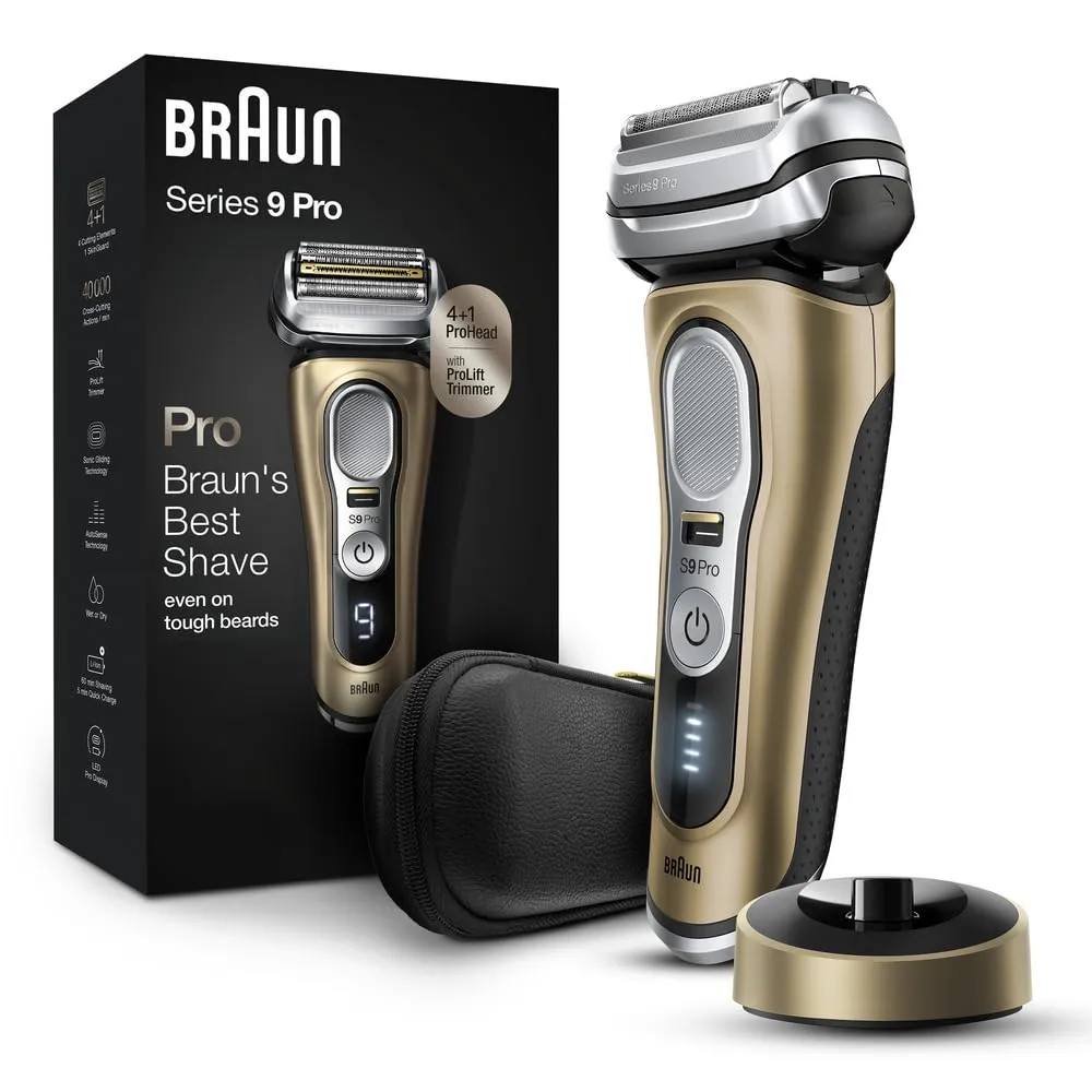 Braun Series 9 Pro 9419s Electric Shaver for Men, Wet & Dry Shave, Shaving Kit with 4 1 Head with ProLift Trimmer