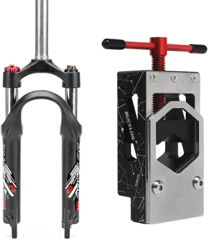 BUCKLOS 20 inch QR 9mm Straight Coil Folding Bike Suspension Fork& Bike Saw Guide for Tubes Cutting Tool