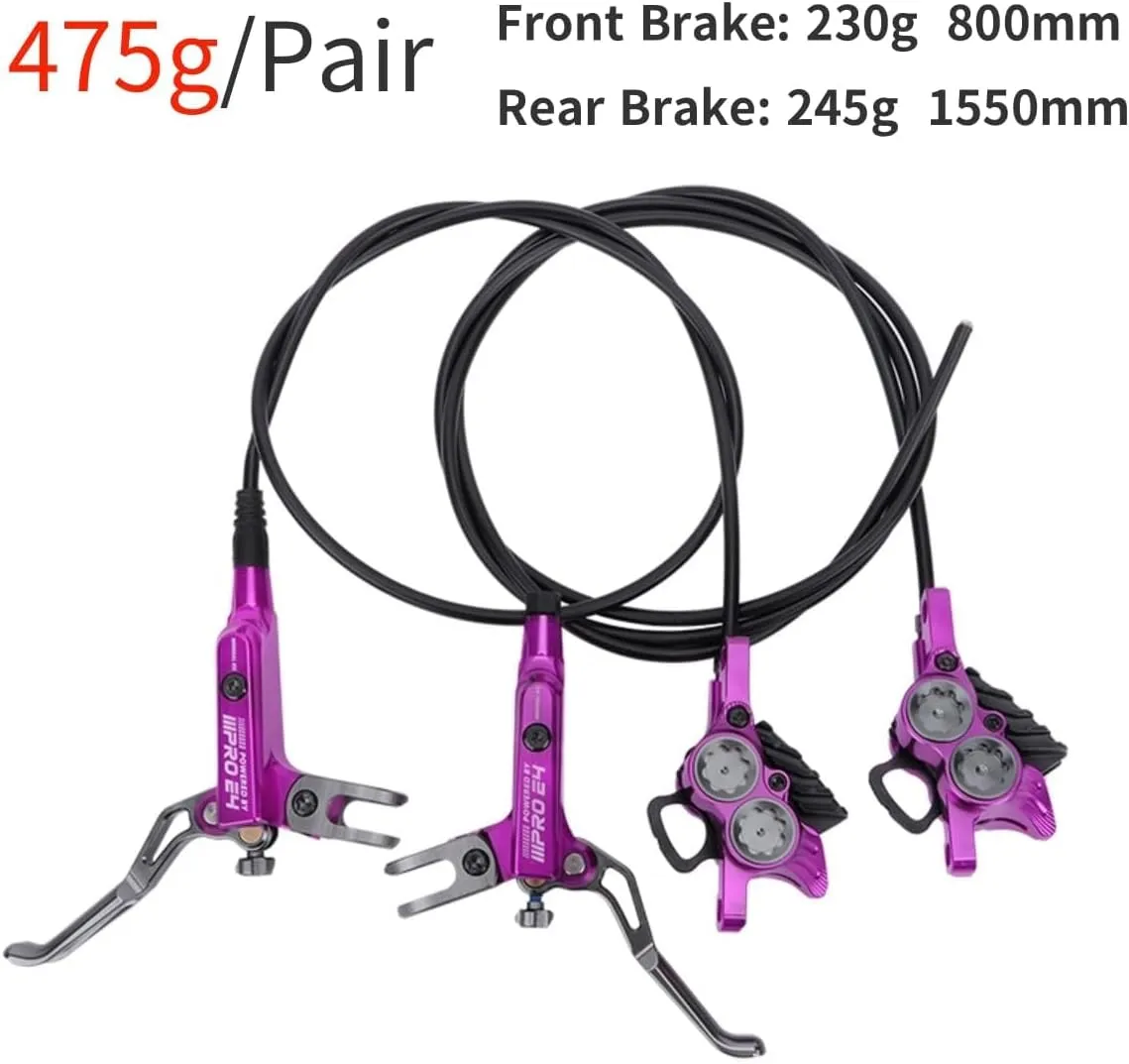 BUCKLOS IIIPRO MTB 4 Pistons Hydraulic Disc Brake Set Front 800mm and Rear 1550mm with Ceramic Brake Pad for Mountain Bike(Pre-Bled)…