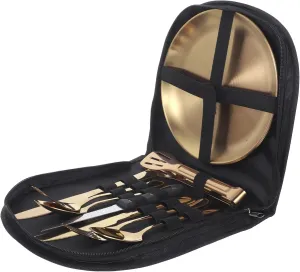 Cabilock 1 Set Stainless Steel Camp Tableware with Elegant Finish Cutlery for Outdoor Dining Includes Storage Bag for Camping Picnics and Bbqs